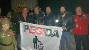Gestern in Torgau: Die Nachtwölfe mit PEGIDA-Gründer Lutz Bachmann. Foto: PEGIDA/Facebook